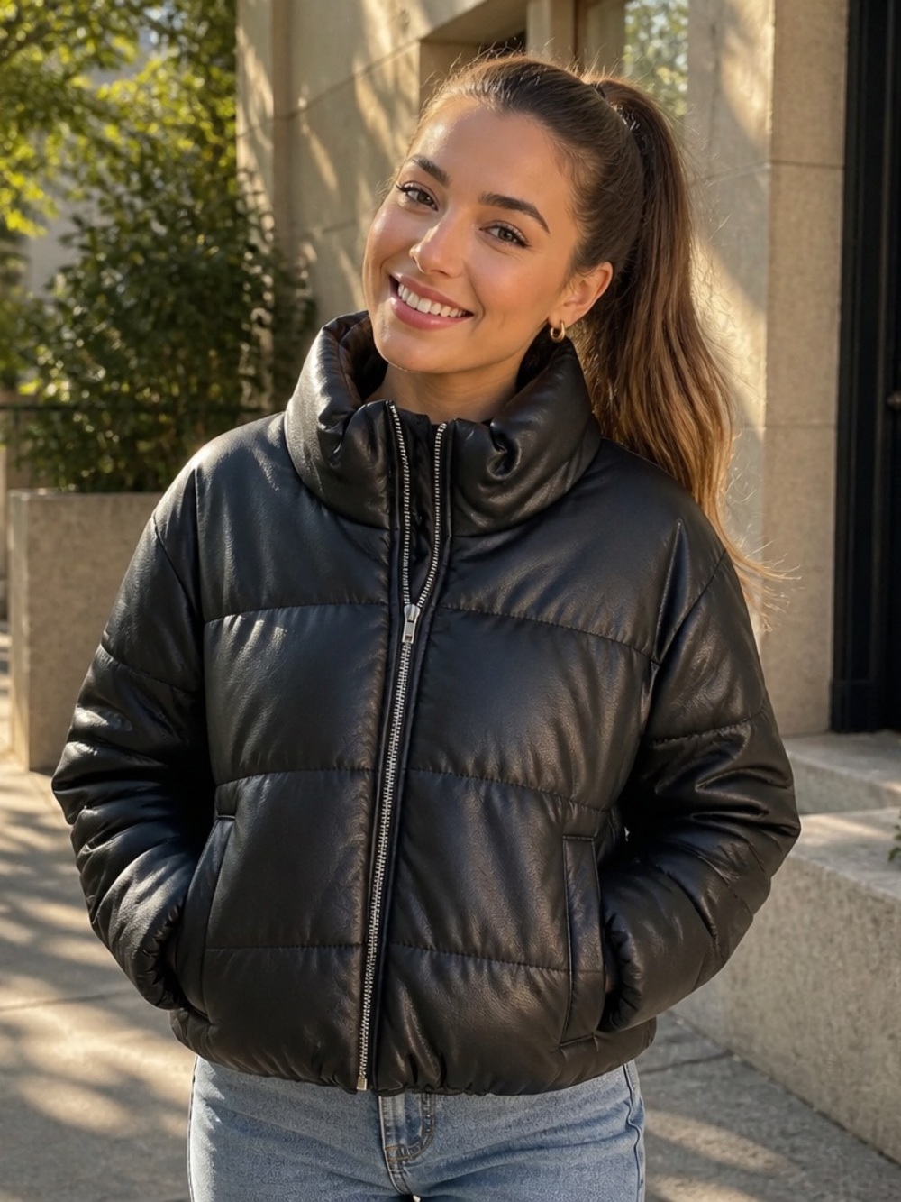 Fashion Nova Vixen Faux Leather Puffer Jacket Faux Leather Puffer Jacket in